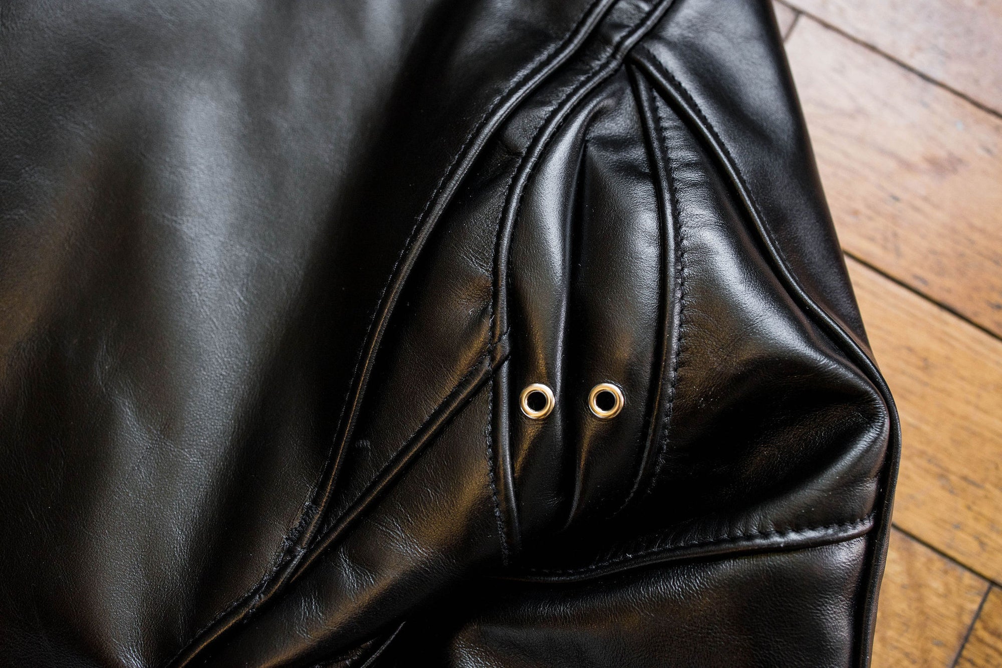 Black Flap-pocket leather jacket, Schott NYC