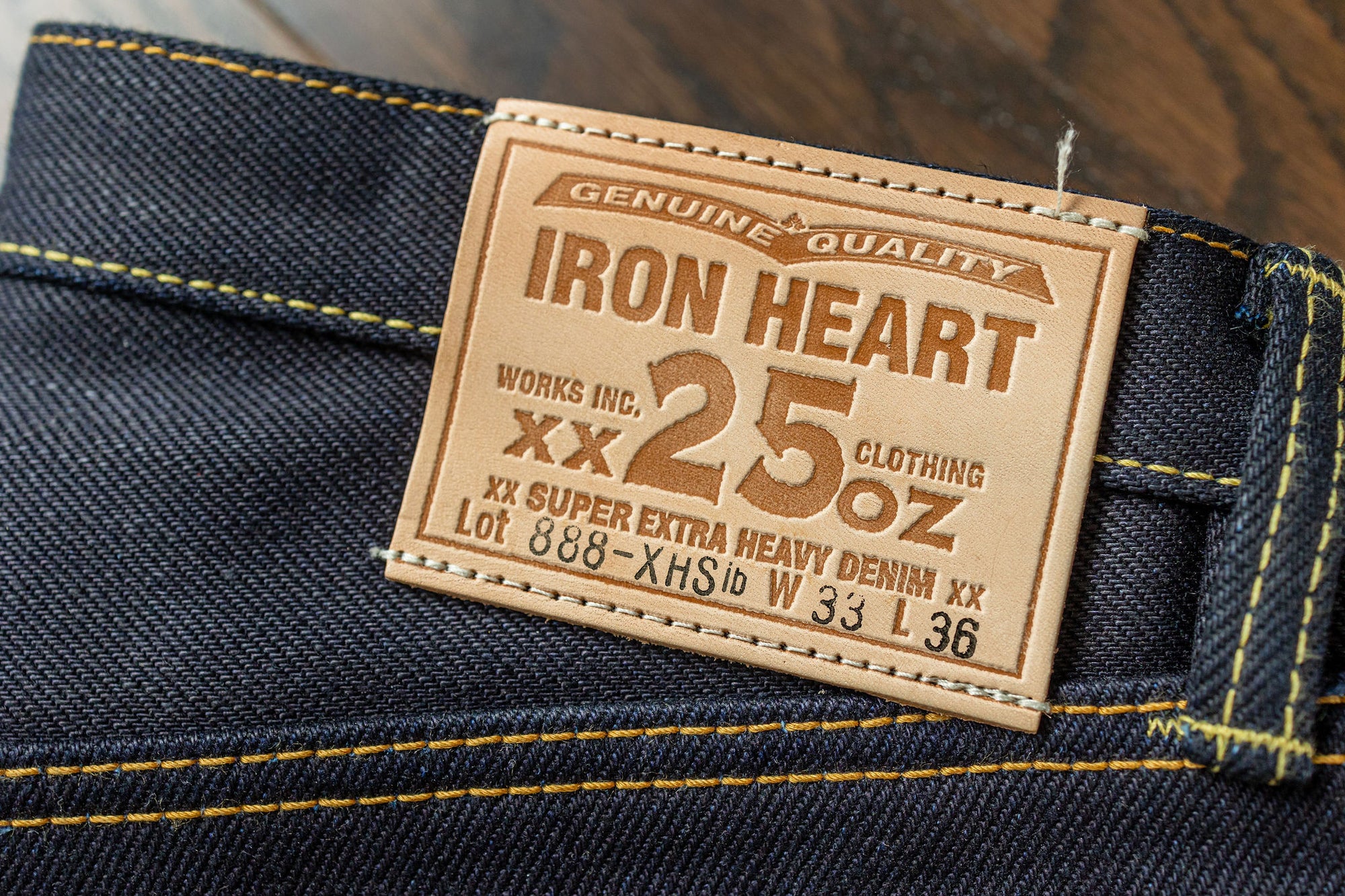 Iron Heart IH-888-XHSib 25oz Selvedge Denim Medium/High Rise Tapered Cut Jeans -  Indigo/Black