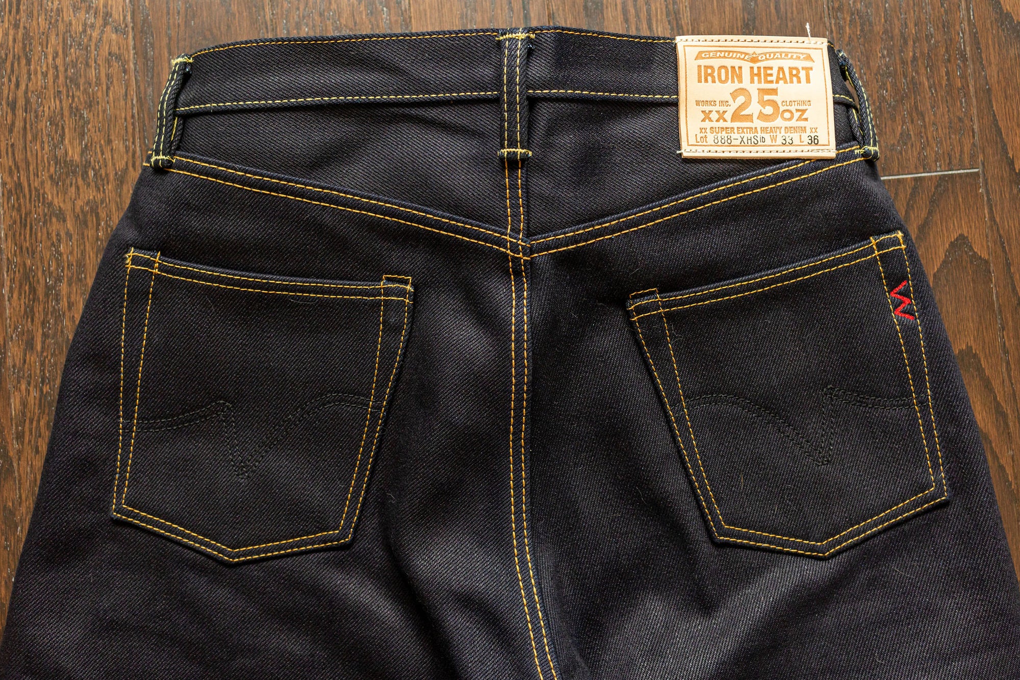 Iron Heart IH-888-XHSib 25oz Selvedge Denim Medium/High Rise Tapered Cut Jeans -  Indigo/Black