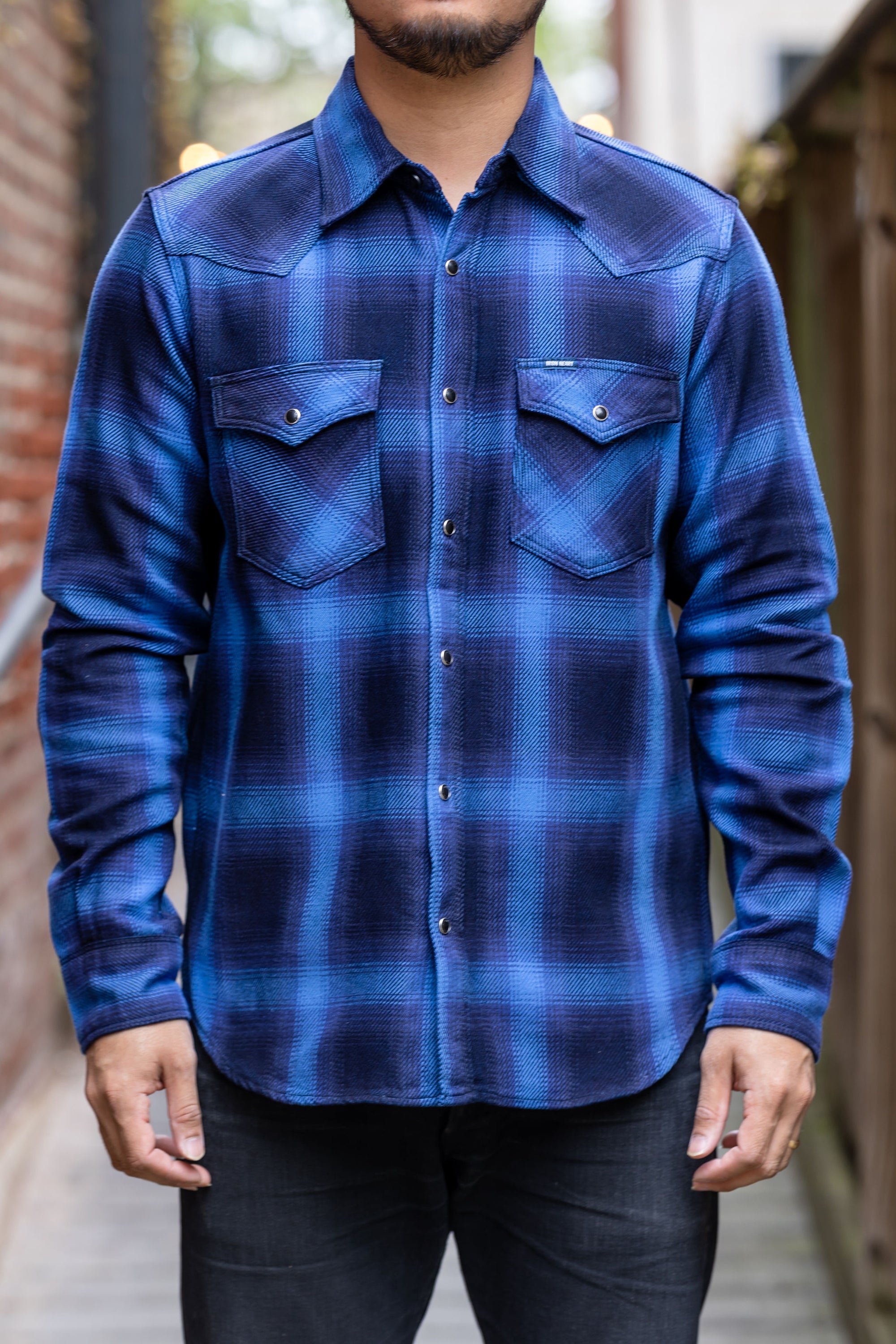 IHSH-368-IND - 14oz Double Cloth Western Shirt - Indigo