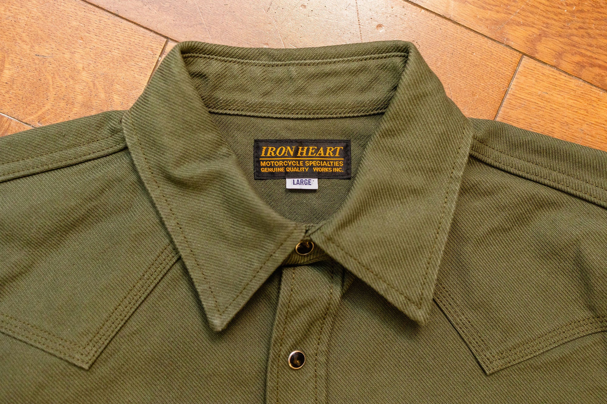 Iron Heart IHSH-235-OLV Military Serge Western Shirt - Olive Drab Green