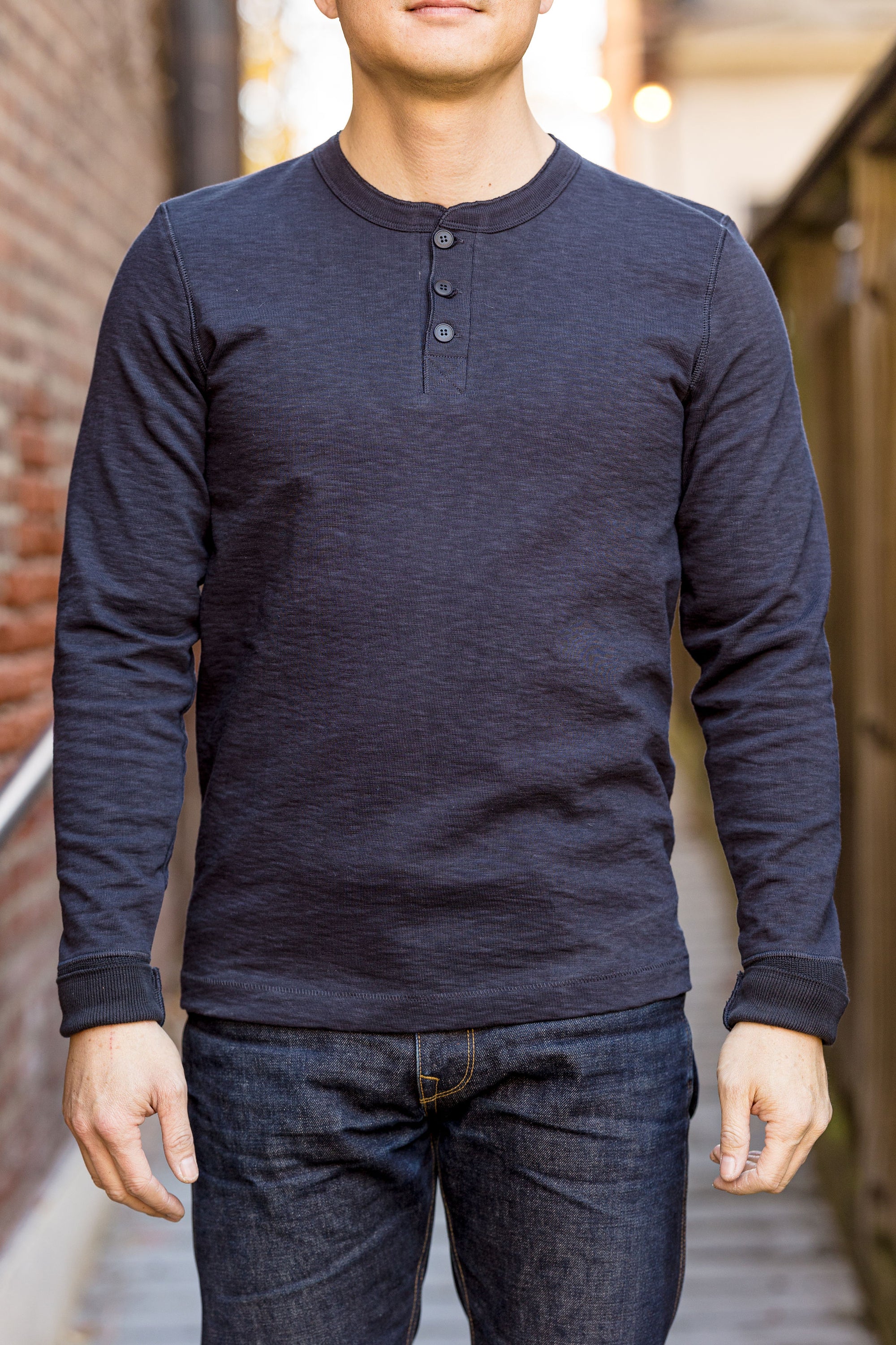 Merz b. Schwanen 2S04 Men's Heavyweight Loopwheel Henley - Night Blue