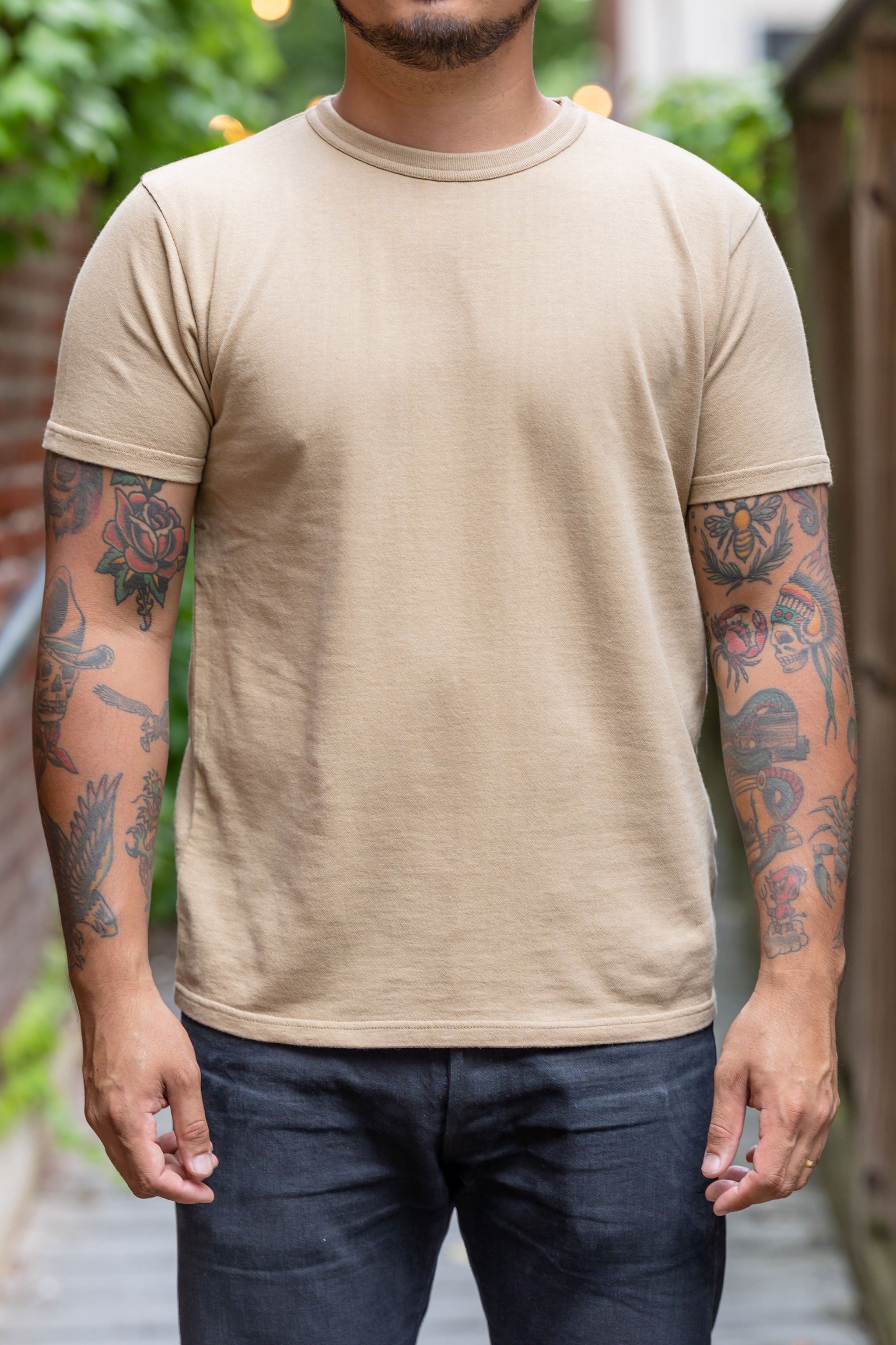 Samurai Ripened Cotton Loopwheel Inlay Solid Tee - Beige