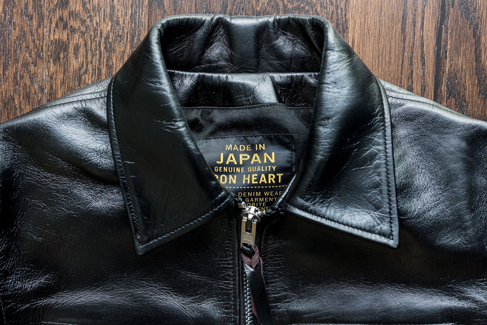 Iron Heart IHJ-54-BLK Japanese Horsehide Rider's Jacket with Collar - Black