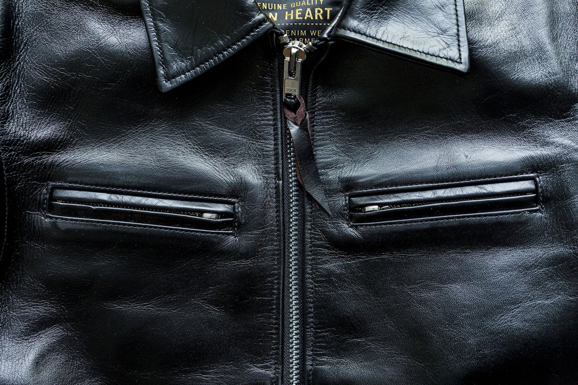 Iron Heart IHJ-54-BLK Japanese Horsehide Rider's Jacket with Collar - Black