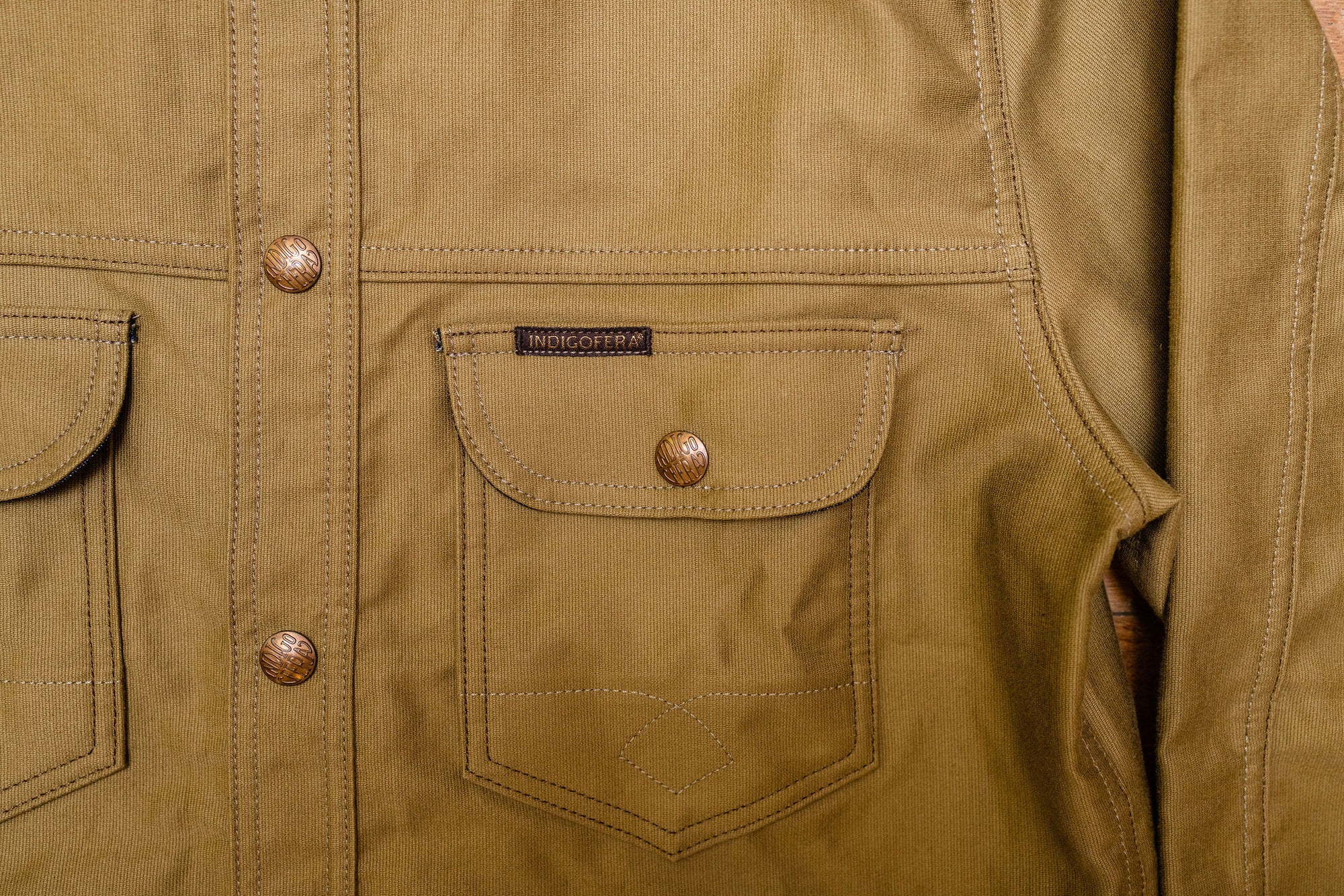 Indigofera Fargo Trucker - Green-Beige Bedford