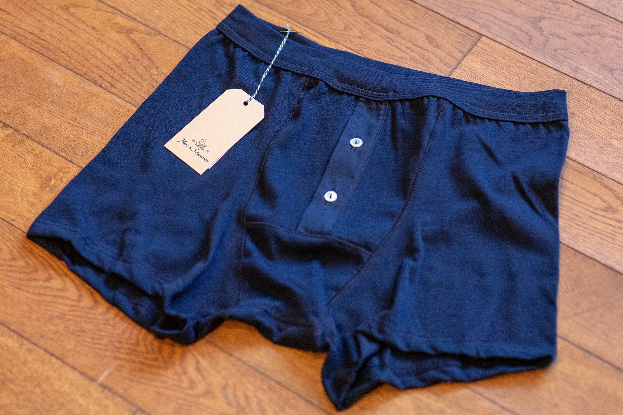 Merz b. Schwanen 255 Button Facing Underpants - Ink Blue - Franklin & Poe