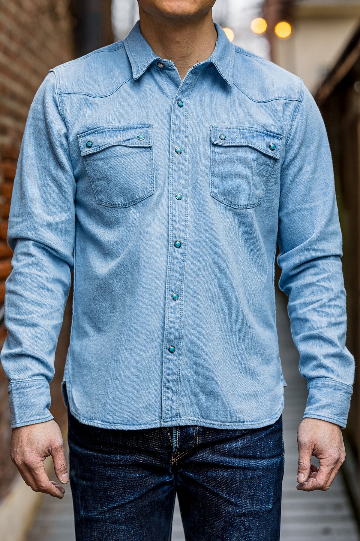 The Flat Head FN-SDW-001L Denim Western Shirt - 10oz Selvedge