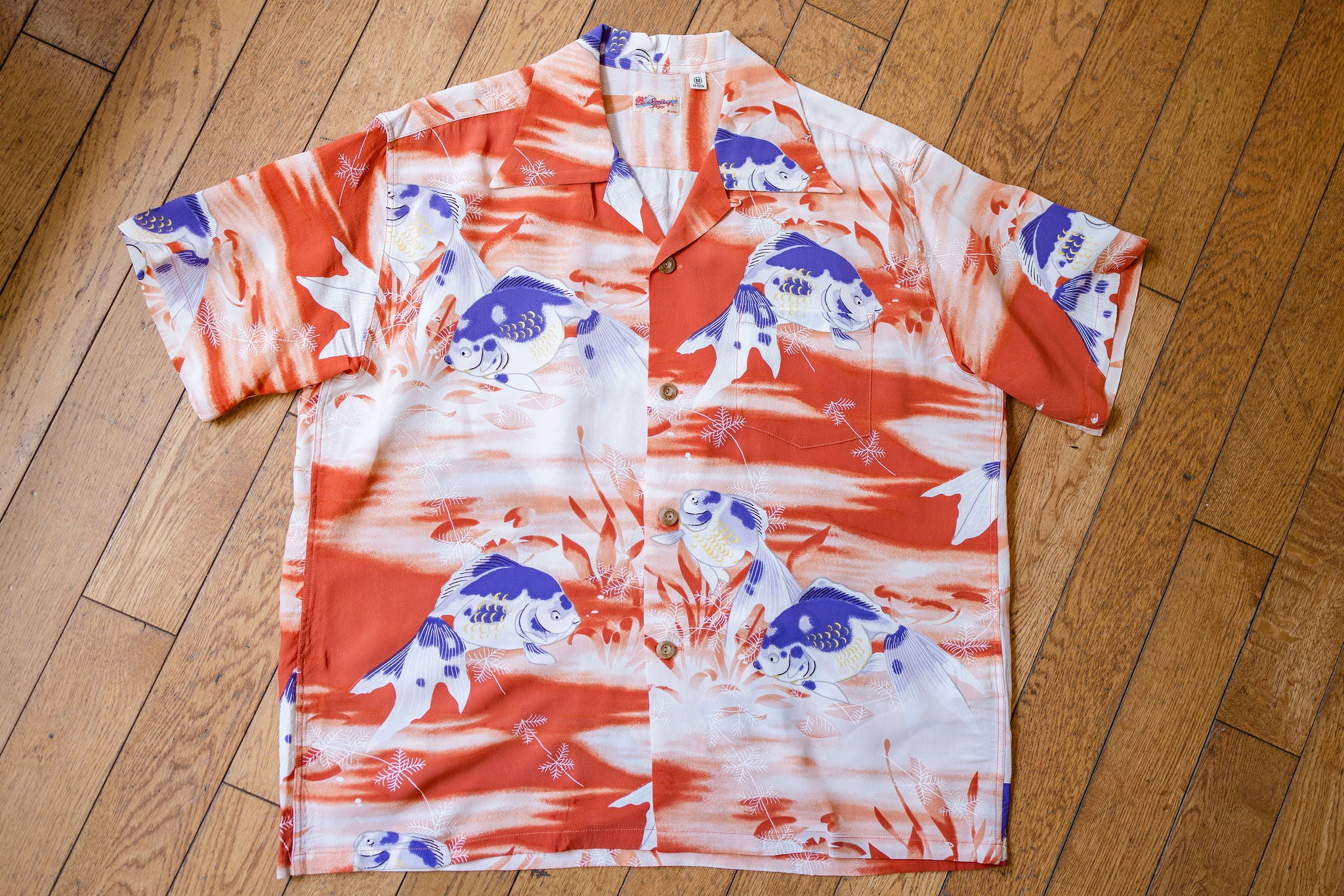 Sun Surf Goldfish S/S Rayon Hawaiian Shirt - Orange