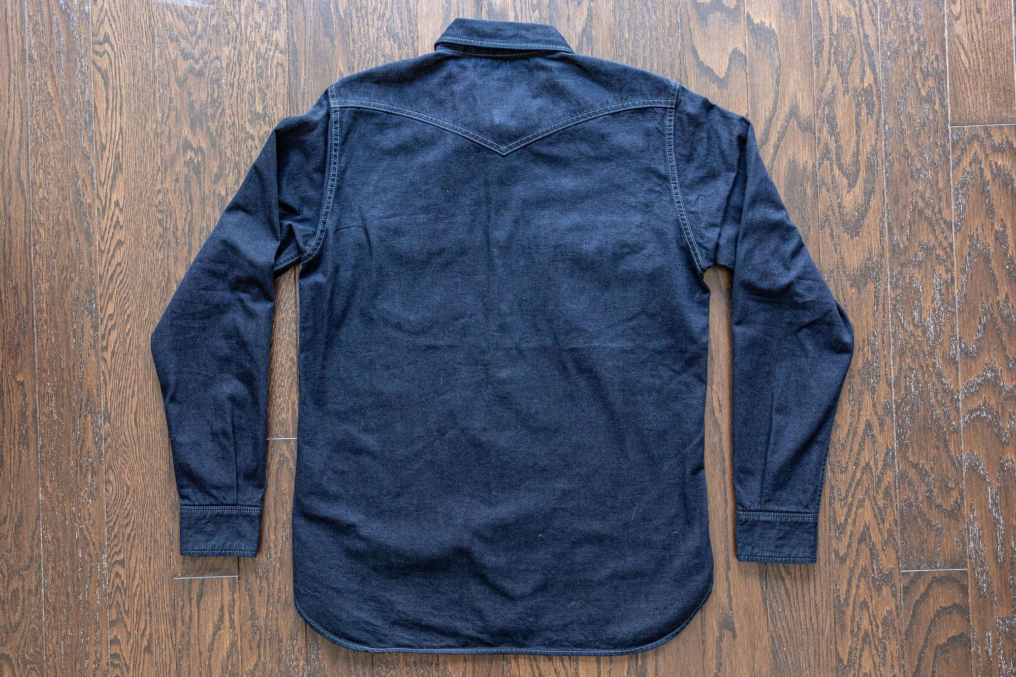Iron Heart IHSH-321-OD 10oz Selvedge Denim Western Shirt - Indigo Overdyed Black