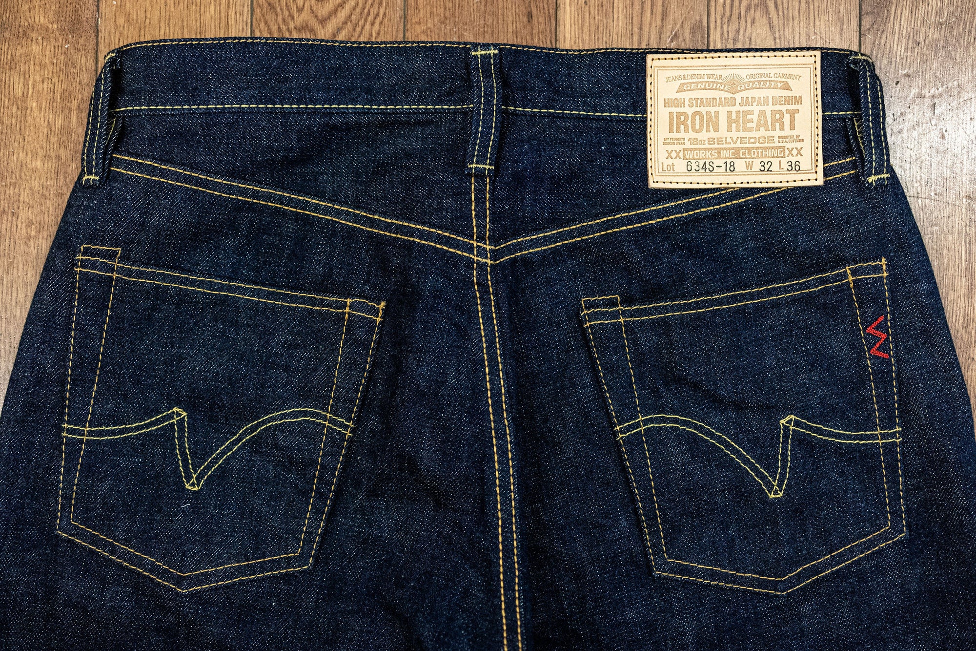 Iron Heart IH-634S-18 18oz Vintage Selvedge Denim Straight Cut Jeans - Indigo