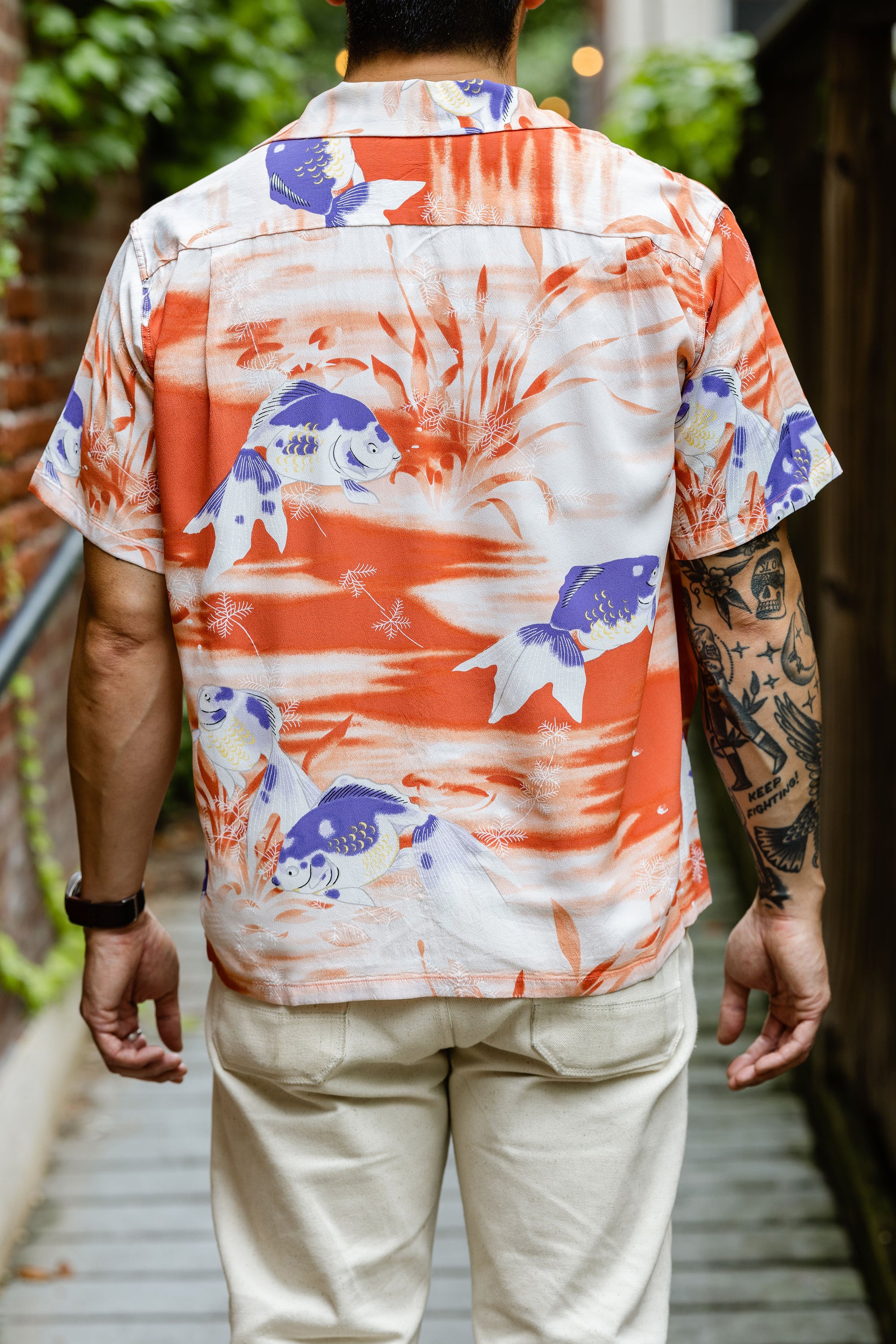 Sun Surf Goldfish S/S Rayon Hawaiian Shirt - Orange