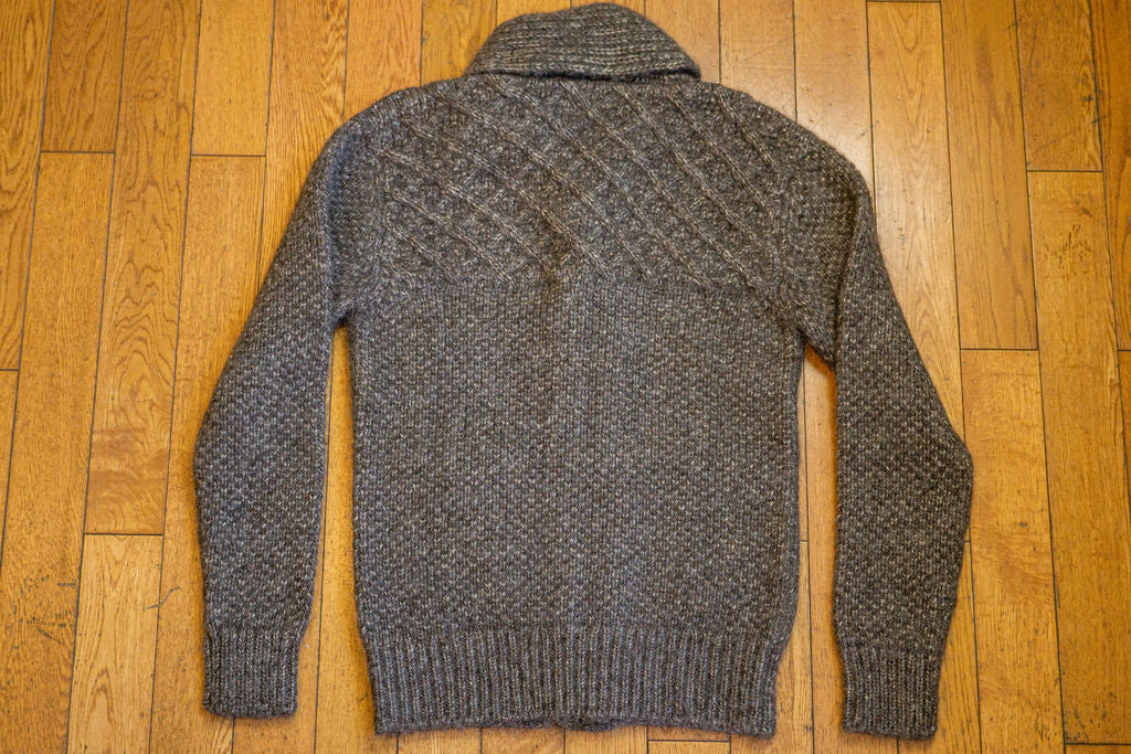 Indi + Ash Andes Cardigan - Black Alpaca/Walnut Cotton