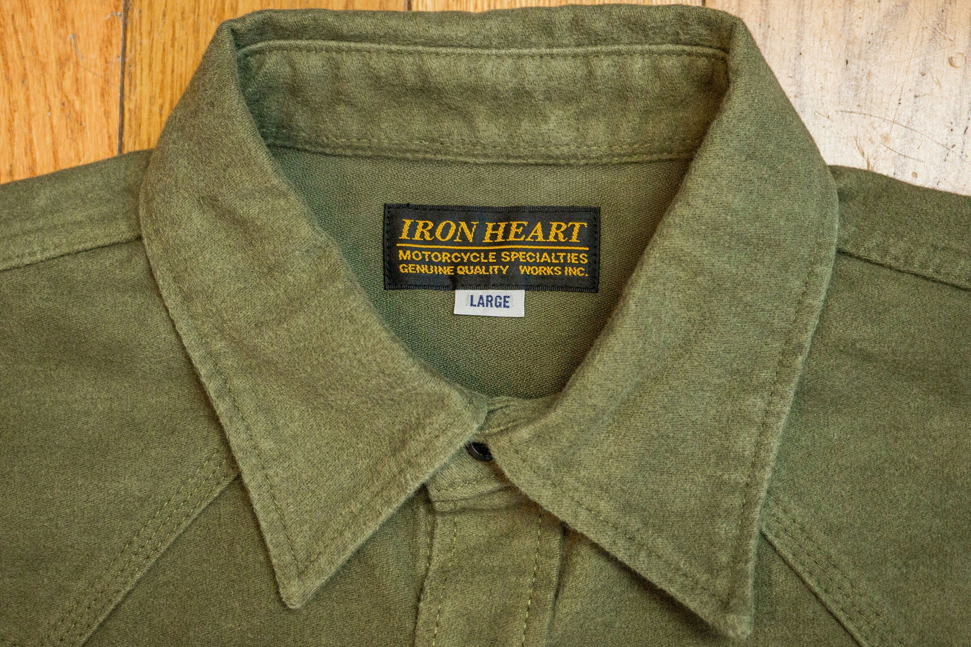 Iron Heart IHSH-330-ODG 9oz Raised Whipcord Western Shirt - Olive