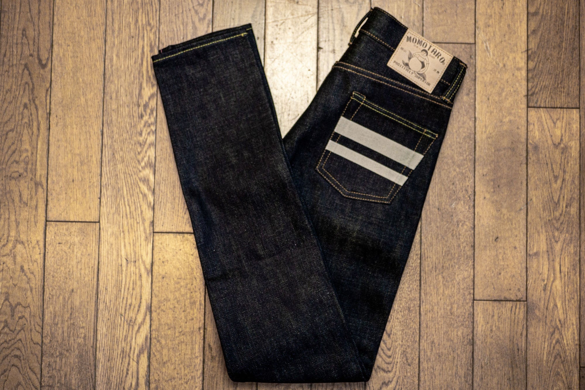 Momotaro 0306-BESP Tight Tapered 18oz ID x Beige - Going To Battle Stripe
