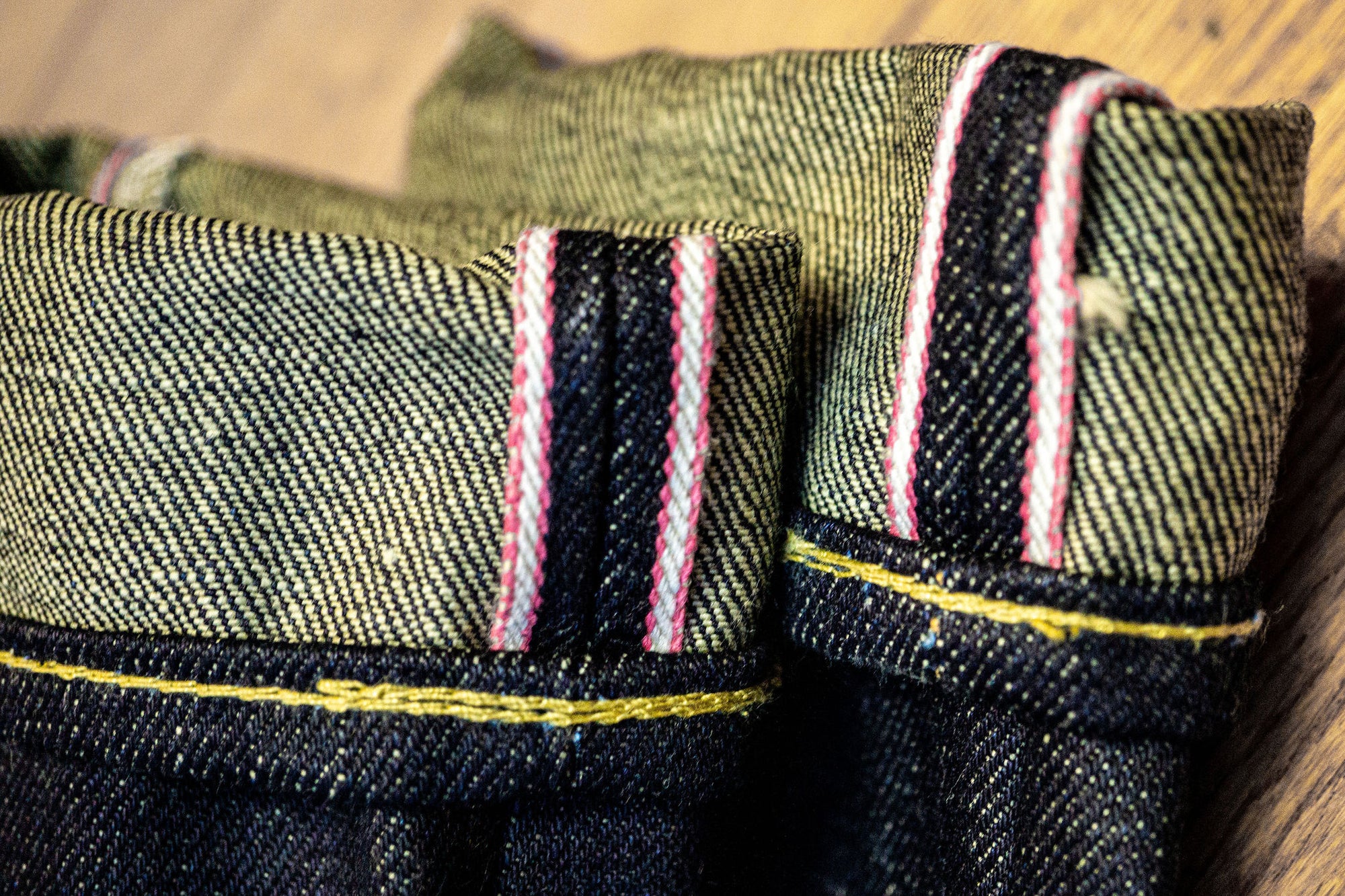 Momotaro 0306-BESP Tight Tapered 18oz ID x Beige - Going To Battle Stripe