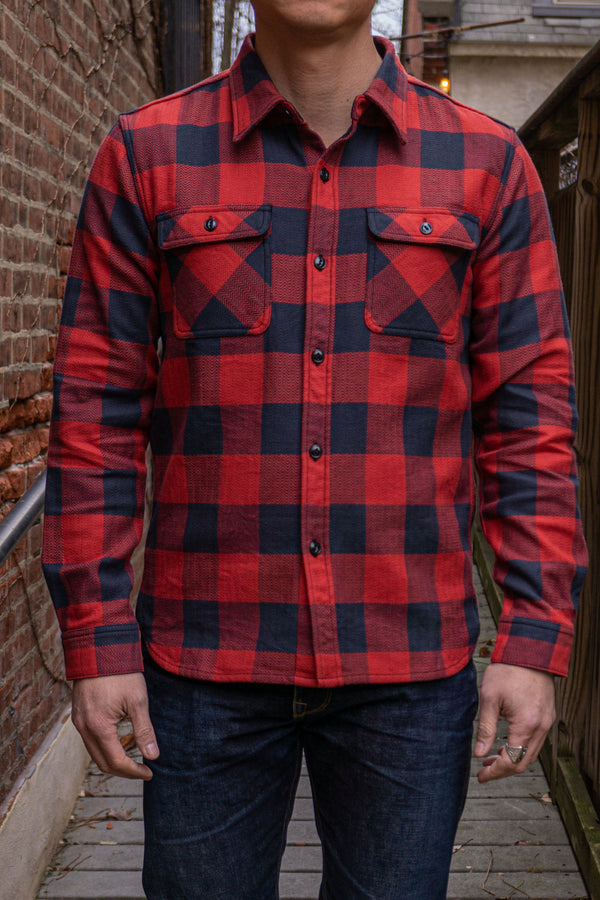 The Flat Head - FN-SNR-101L - Block Check Flannel Shirt - Red/Light Black –  Withered Fig
