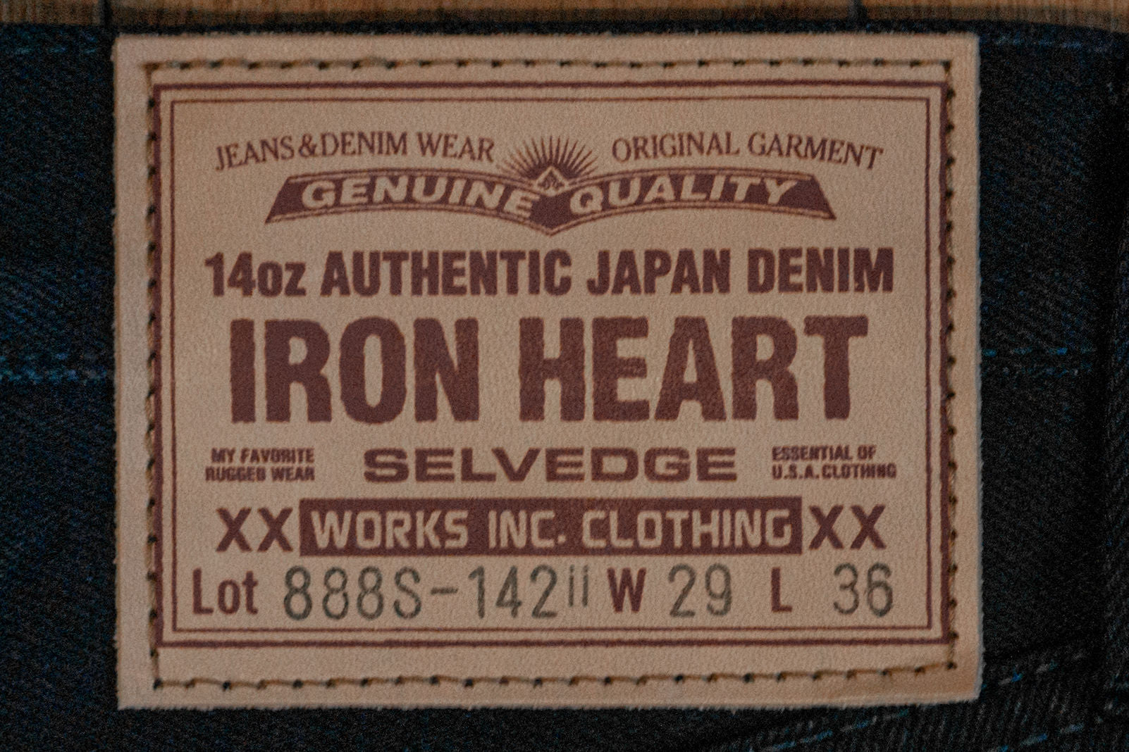 Iron Heart IH-888S-142ii 14oz Selvedge Denim Mid/High Rise Tapered Cut Jeans - Indigo/Indigo