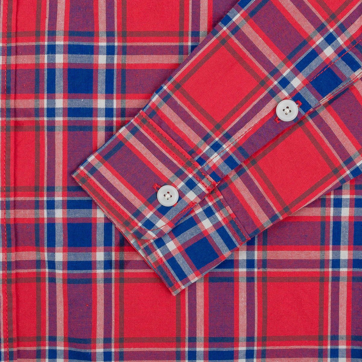 Iron Heart IHSH-356-RED 5oz Selvedge Madras Check Work Shirt - Red