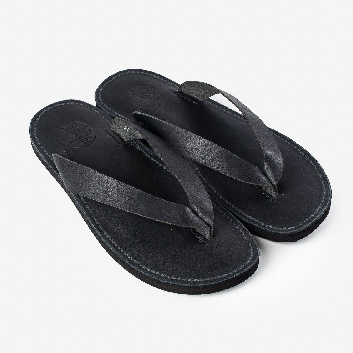 Obbi Good Label x Dr. Sole Leather Thong Sandals - Black