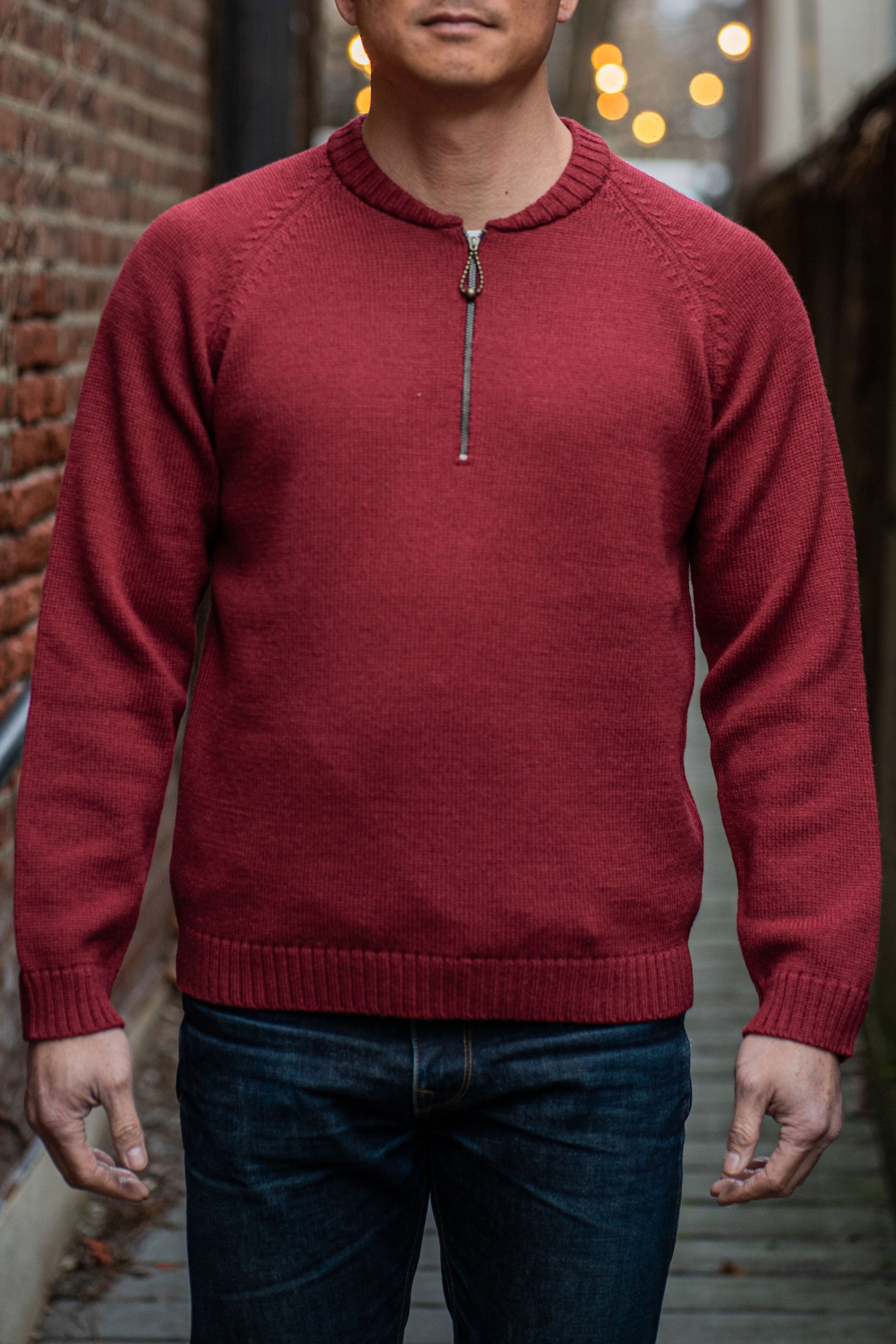 Stevenson Overall Co. Half-Zip Wool Sweater - Burgundy