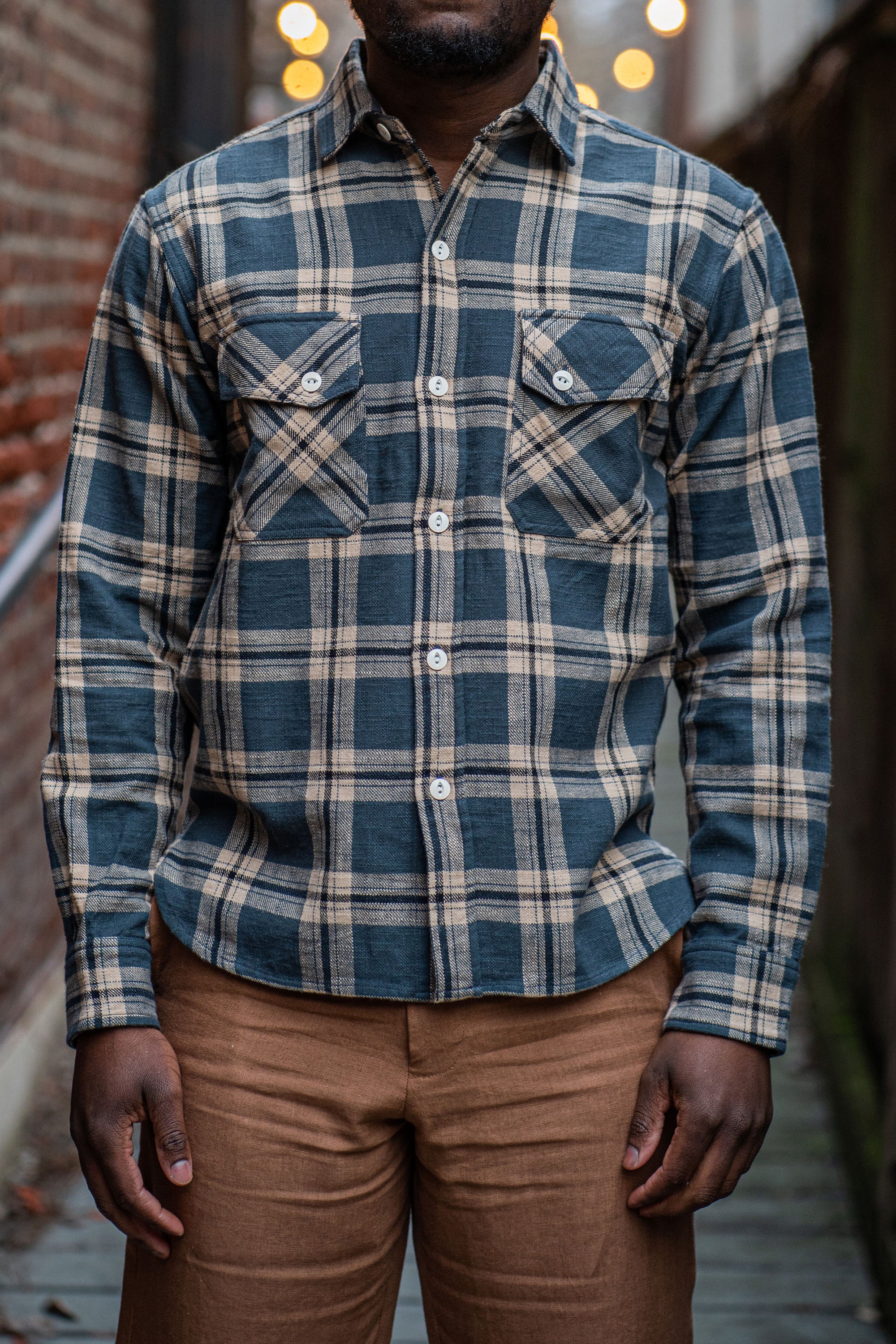 3sixteen Crosscut Flannel - Slate Slub Check
