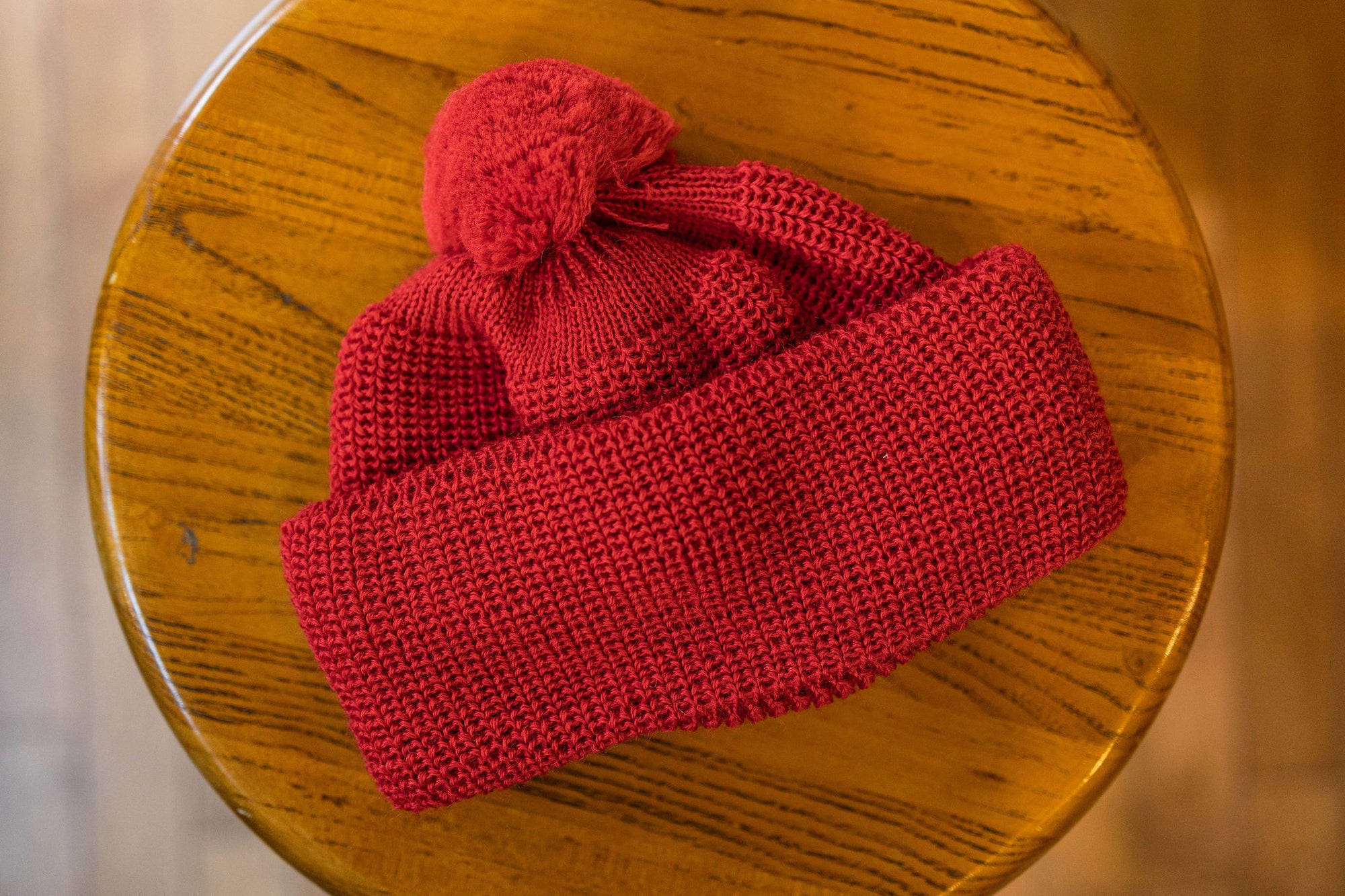 Heimat Textil Mechanics Bobble Hat - Safety Red