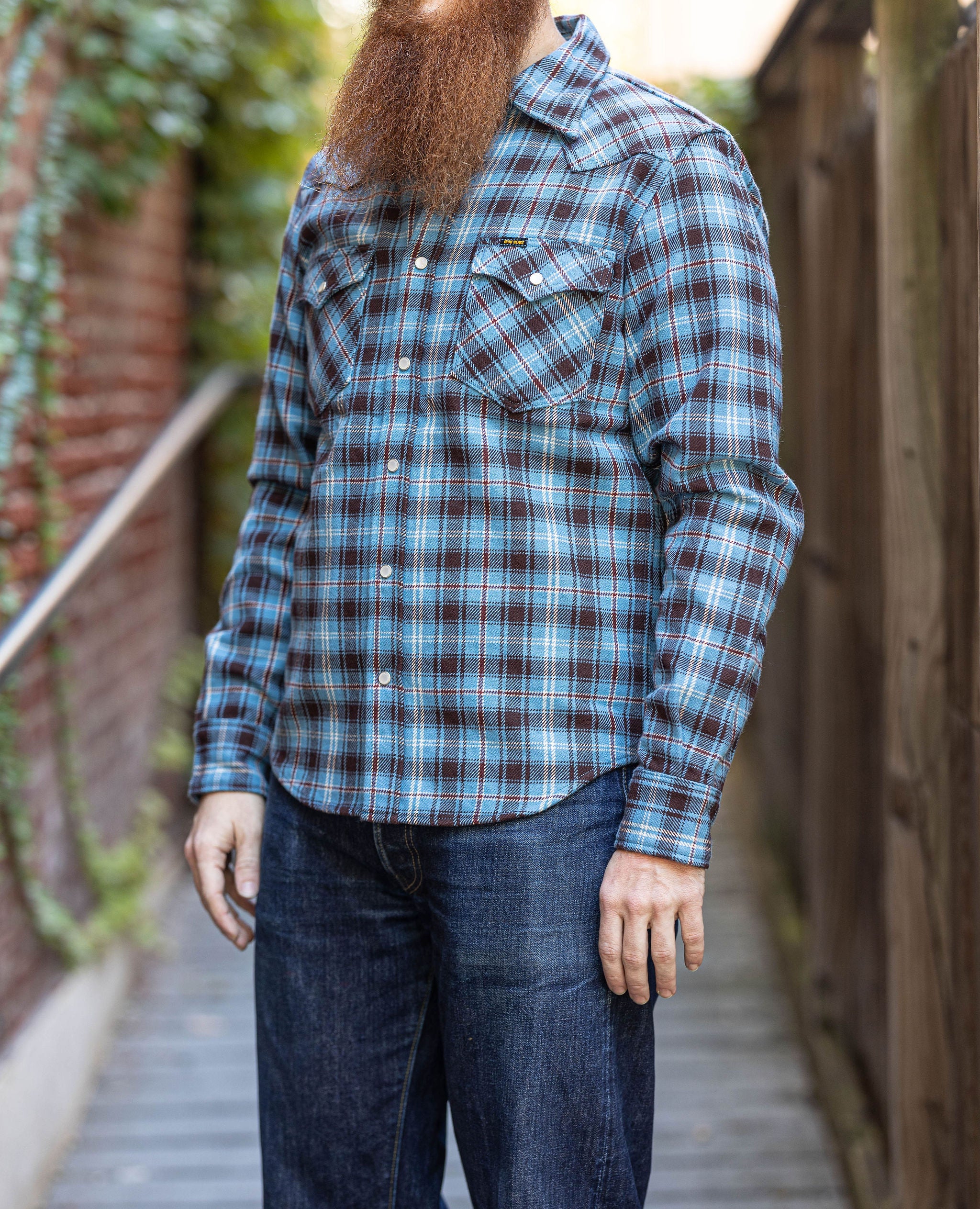 The Flat Head SNW-005L Block Check Ombre Western Flannel Shirt - Red/B -  Franklin & Poe