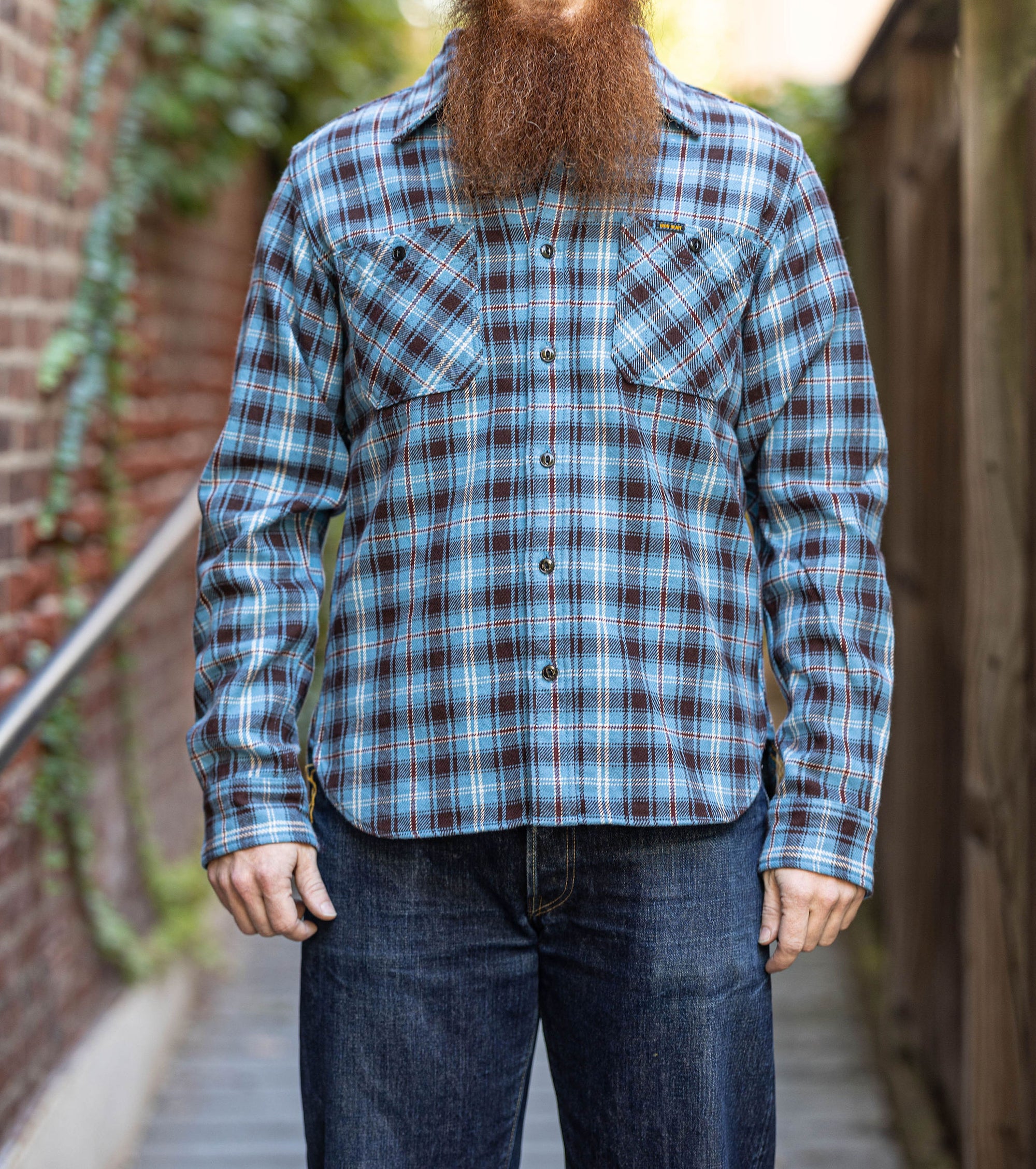 Iron Heart IHSH-339-SAX Ultra Heavy Flannel Blanket Check Work Shirt - -  Franklin & Poe