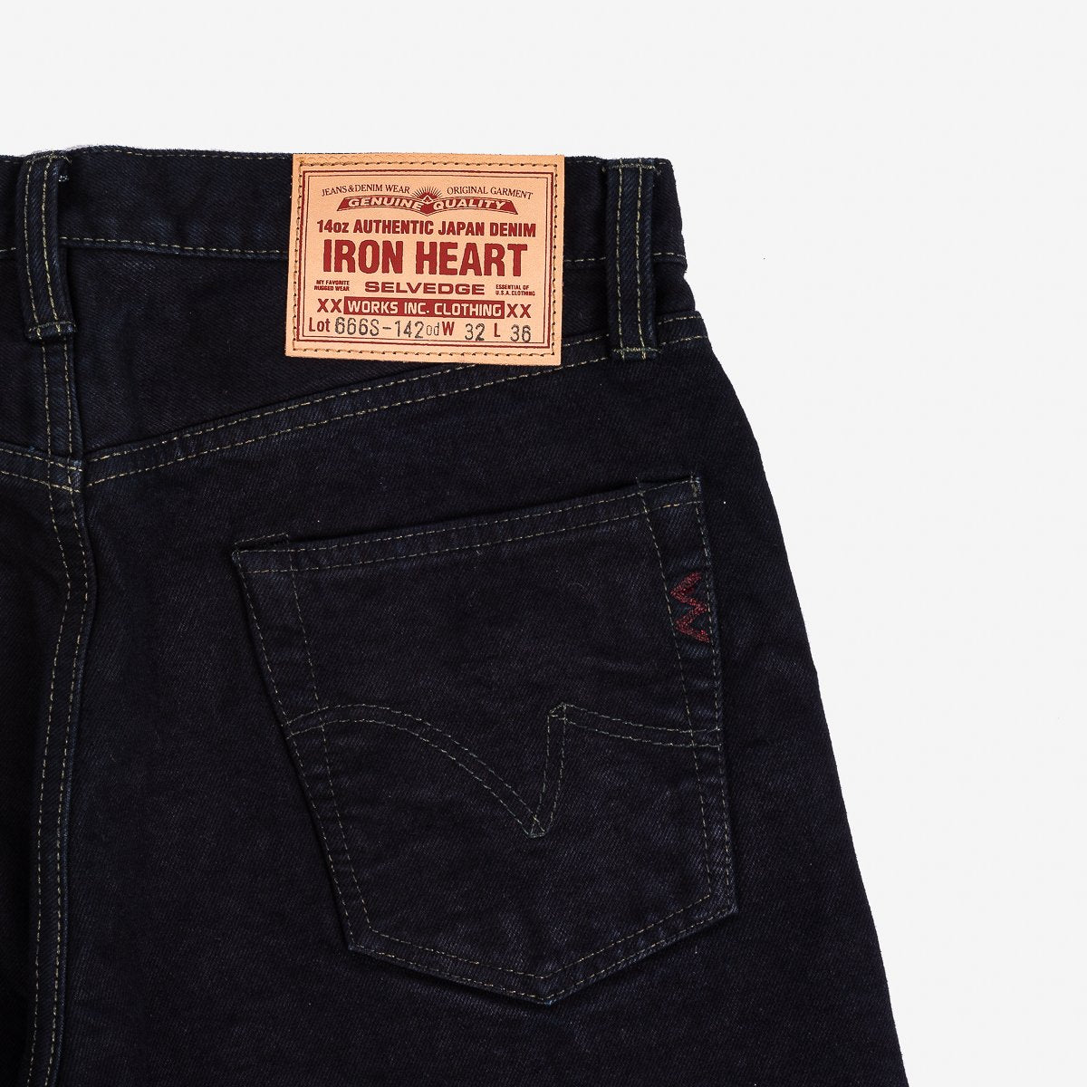 Iron Heart IH-666S-142od 14oz Selvedge Denim Slim Straight Cut Jeans - Indigo Overdyed Black
