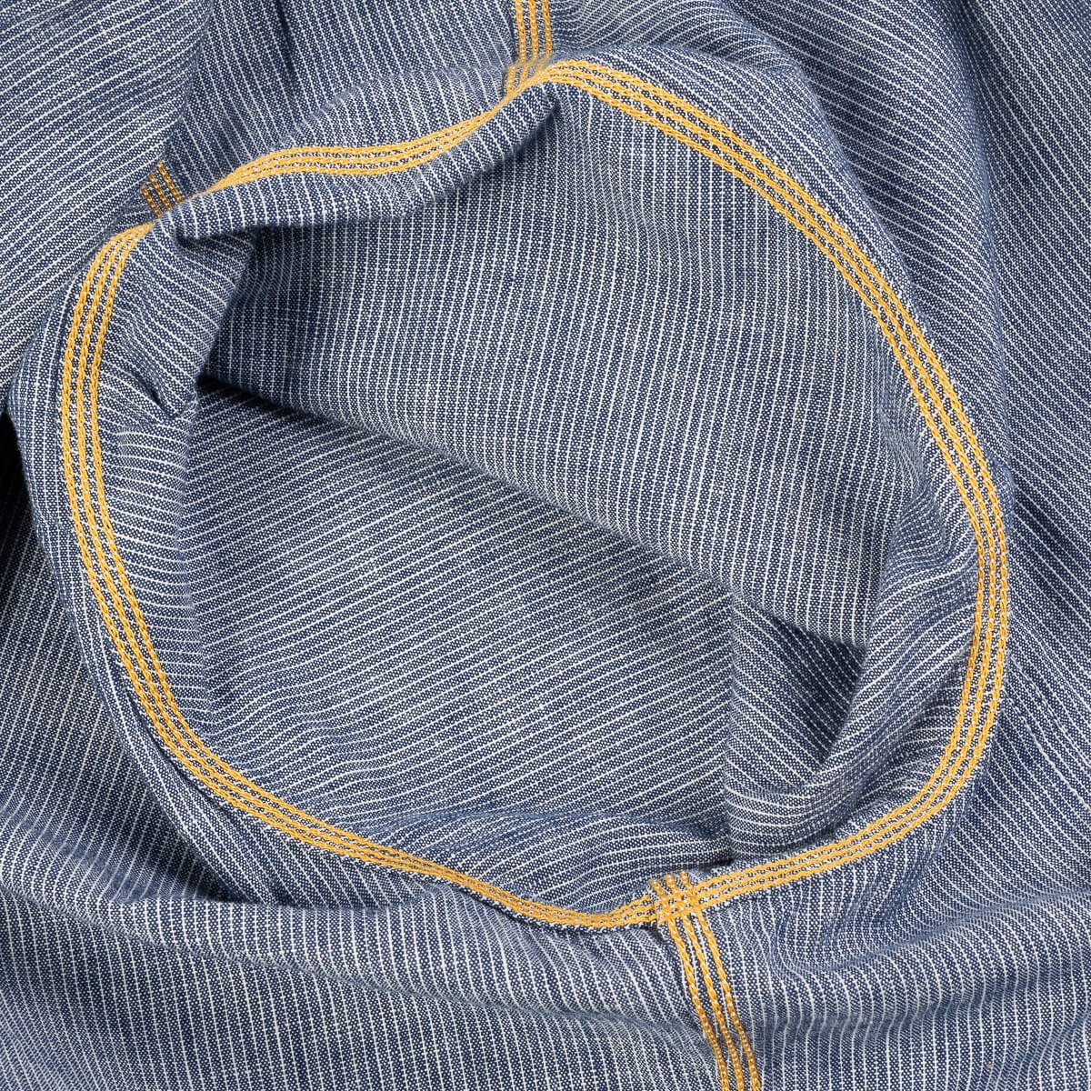 Iron Heart IHSH-285-PIN 5.5oz Selvedge Chambray Short Sleeve Work Shirt - Hairline Stripe
